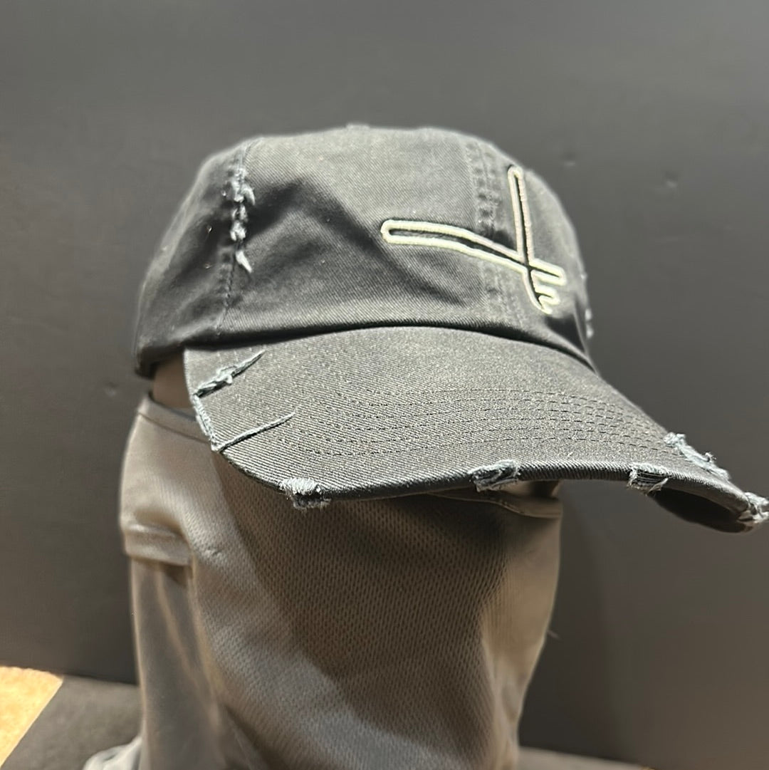 2FT Embroidered Distressed Dad Hat (Black)