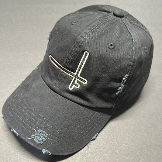 2FT Embroidered Distressed Dad Hat (Black)